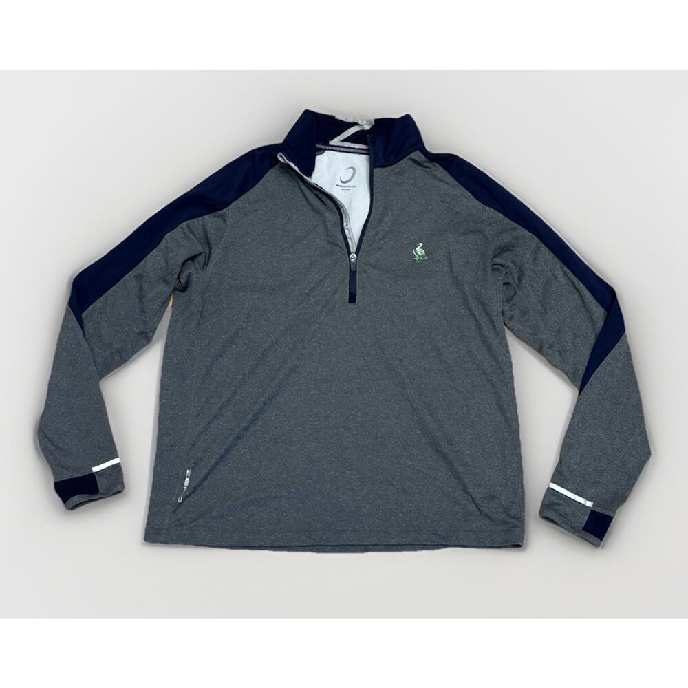 Zero Restriction Mens L Grey Navy Tour Series Performance 1/4 Zip Golf Pullover